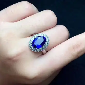 MDINA Naują Atvykimo Realus ir Natūralus Gamtos nekilnojamojo mėlynas safyras žiedas 925 sterlingas sidabro Baudos handworked papuošalai Piršto žiedai