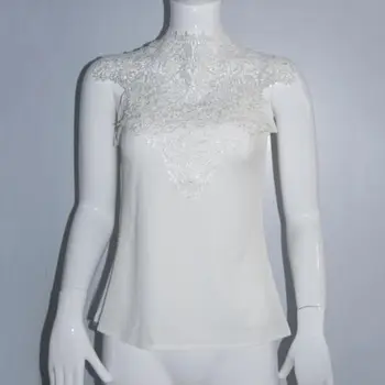 Mados Blusas Femininas 2019 Marškinėliai Nėrimo Vintage White Dydis Atsitiktinis Rankovių Viršūnes festa Moterų Nėriniai Backless Palaidinė