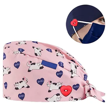 Mados Darbo Skrybėlės Bžūp Skrybėlę Animacinių Filmų Gėlių Spausdinti Reguliuojamas Priedai Unisex Grožio Pet Kepurės Kepurės Kepurės Klinika Bžūp Slaugos Bžūp