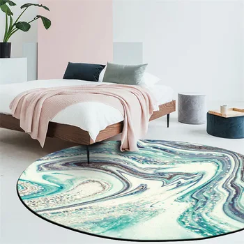 Mados šiuolaikinio abstraktaus aukso mėlyna Jūra žvaigždėtą dangų, kilimų kambarį grindų kilimėlis miegamasis Apvalus kilimėlis, pagamintas švelnus pliušinis kilimas