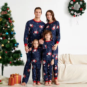 Mados Žiemos Sleepwear Nustato Šeimos Atitikimo Komplektus Atostogų Kalėdų Homewar 2 Vnt Unisex Ilgomis Rankovėmis Apvalios Kaklo Pižama