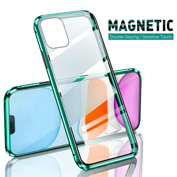 Magnetinio Screen protector Atvejais iPhone 12 Mini Pro Max su Fotoaparato Objektyvą dvipusis stiklo apsauginę Plėvelę iPhone12 Pro