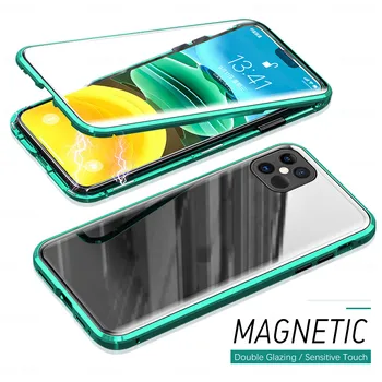 Magnetinio Screen protector Atvejais iPhone 12 Mini Pro Max su Fotoaparato Objektyvą dvipusis stiklo apsauginę Plėvelę iPhone12 Pro