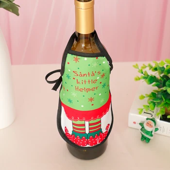 Mažas Kalėdų Vyno Butelio Dangtelį Pinafore Butelis Prijuostė Wrapper Raudono Vyno Butelis Atostogų Drabužius Suknelė Kalėdinė Dekoracija