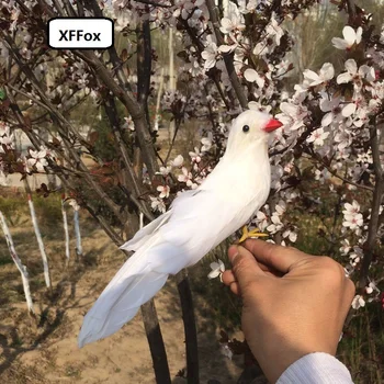 Mažas realiame gyvenime raudona burna paukščių modelis putų&plunksnų modeliavimas baltas paukštis dovana, apie 18cm xf0444