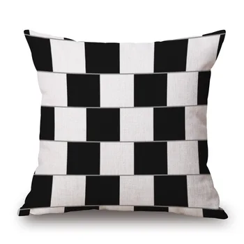 Medvilnės ir lino pagalvių užvalkalai, pagalvės dangtelis Juodas ir baltas sutartis raidžių geometrinių dizaino 45 * 45 cm 2vnt