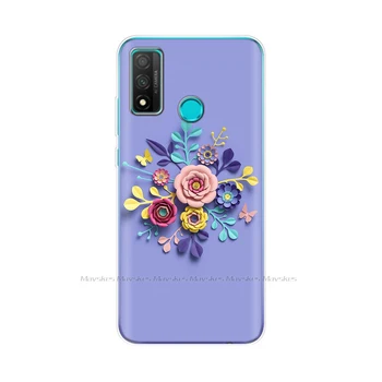 Mielas Gėlių Katė Silicio Spausdinti TPU Funda Telefoną Atveju Huawei P Smart 2020 