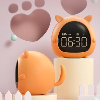 Mini Mažas Signalizacija Skaitmeninis Laikrodis, Animacinių filmų Žadintuvas Mini USB Įkraunamas Elektroninis Skaitmeninis Displėjus, Žadintuvas Vaikams Žiūrėti Laikrodis