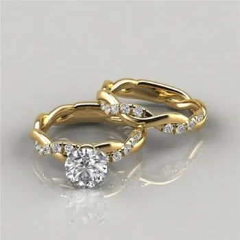 Moters išskirtinį twined baltos spalvos sužadėtuvių žiedas vestuvinis žiedas jubiliejų dovana šaliai, papuošalai žiedas