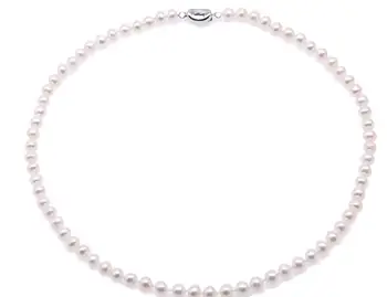 Moterų Papuošalai gamtos perlas 5x6mm white pearl 925 sidabro užsegimas karoliai Natūralių gėlavandenių perlų dovana 17