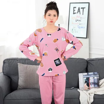 Moterų korėjos patogus atsitiktinis pavasarį ir rudenį didelio dydžio ponios pižama, nauja ilgomis rankovėmis namų pižama rinkiniai womens pižama