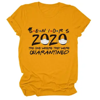 Moterų, vyresnio amžiaus žmonių 2020 Laišką, Print T-Shirts Karantine Socialinis Atskyrimas Grafinis trumpomis Rankovėmis Viršūnes, O-Kaklo Streetwear S-3XL