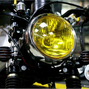 NAUJŲ Motociklų Retro Black Metalo Tinklelis 35W Halogeniniai Priekiniai Žibintai Lempa, Rinkinys Tinka CG125 GN125 Cafe Racer 