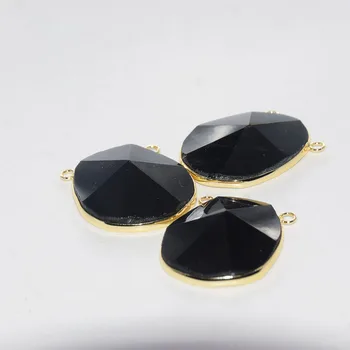 Natūralus Akmuo, Juodas Obsidianas Jungtis papuošalai priėmimo Pakabukai 2020 Aukso Bezel Urmu katytė Energijos Nereguliarus perlas pakabukas vyrams