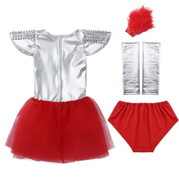 Nauja Vaikų Džiazo Šokių Suknelė Mergaitėms, Raudona Blizgučiai Princesė Šiuolaikinio Šokio Kostiumai Vaikams Helovinas Kostiumas Veiklos Kostiumas