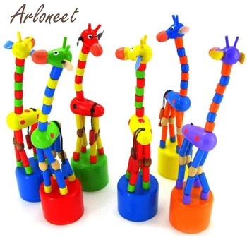 Naujagimiai, žaidimai Vaikams Žvalgybos Žaislas Šokių Stovėti Spalvinga Supamasis Medinis Žaislas Žirafa