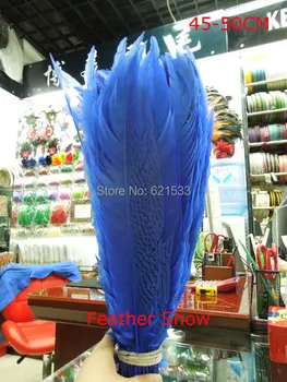 Naujas!30Pcs/partijos,45-50 cm ilgio Sidabro Fazanų Plunksnos,Sidabrinė uodegos dažytos Royal Mėlyna/Tamsiai mėlyna spalva,ilgos plunksnos