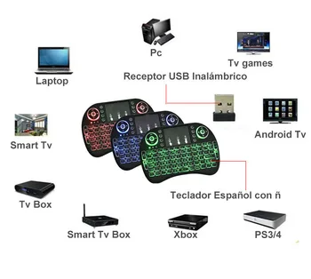 Naujas Apšvietimu Belaidžio i8 Keyboard 2,4 GHz Touchpad Skristi Oro Pelės PS3 PC TV 3 Spalvų