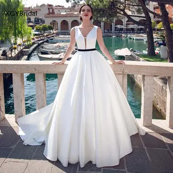 Naujas Atvykimo Vestuvių Suknelė V Kaklo Varčios Nuotakos Suknelė 2021 Chalatas De Mariee Dubajus arabų Abiti Da Sposa Chalatas de Soirée de Mariage