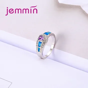 Naujas Dizainas Prijungimo Sagties Modelio Apakinti Žiedas Spalvotų Kristalų 925 Sterlingas Sidabro Papuošalai Fahsion Mėlynas Opalas Žiedas