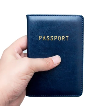 Naujas JAV mėlyna Įdegio vientisos spalvos mados PU Oda Kelionės Paso Turėtojas mados Pasas, Padengti Kredito Kortelių ID Krepšys