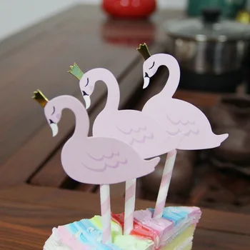 Naujas geriausias pyragas apdaila plug-in spalvos flamingo popierinė kortelė, gimtadienis kortelės, vėliavos desertas 5 / maišelis