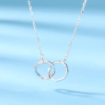 Naujas s925 sterlingas sidabro tendencija clavicle grandinės paprasta mados, stiliaus laukinių dvigubas žiedas žiedas, karoliai