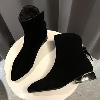 Naujas trumpas batai Martin batai, moteriški batai, rudens ir žiemos trumpi batai moterų banga plius aksomo užtrauktuku batai X667