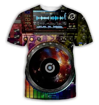 Naujausias Mados Rock, Disco Party DJ T marškinėliai Spausdinti Unisex trumpomis Rankovėmis Vyrams, Moterims, Hip-Hop 3D Marškinėliai, Palaidinės Viršūnes DJ015