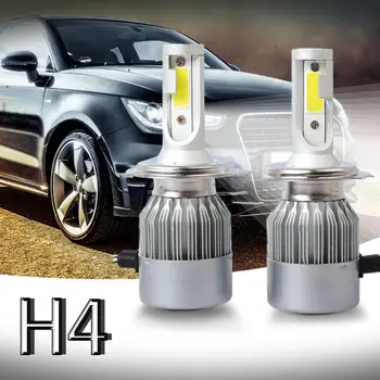 Nauji 2vnt C6 LED Automobilių Žibintų Rinkinį COB H4 36W 7600LM Balta Lemputes