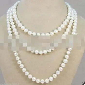 Naujosios AAA Gamtinių 7-8MM baltos spalvos gėlavandenių Dirbtiniu būdu išaugintų perlų vėrinį 50