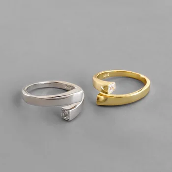 Nekilnojamojo 925% Sterlingų Skiedra Atidarymo Žiedas Žavinga Moteris, Dviejų Spalvų Šalis Mados Fine Jewelry Klasikinis Priedai