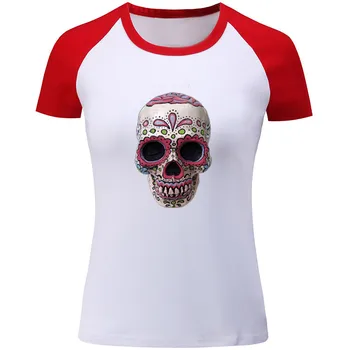 Nekilnojamojo Meksikos Kaukolė Spausdinti Marškinėliai Moterų Fitneso Slim T-Shirt Moteris Drabužiai, Marškinėliai, Kaukolė Hip-Hop Trumpomis Rankovėmis Viršūnes Streetwear