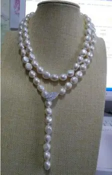Nemokamas pristatymas >>>>KARŠTA PARDUOTI elegantiškas 12-13mm gamtos pietų jūros baroko balta perlų vėrinį 35inch925s