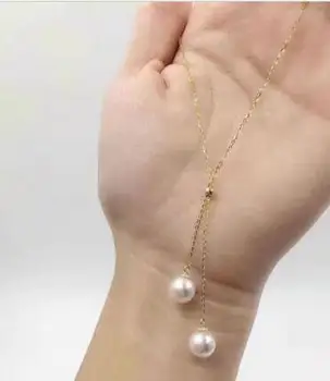 Nemokamas pristatymas >>>>noble jewelry puošnus, spalvingas pietų jūros baltos 11-12mm apvalių perlų vėrinį 14k auksas