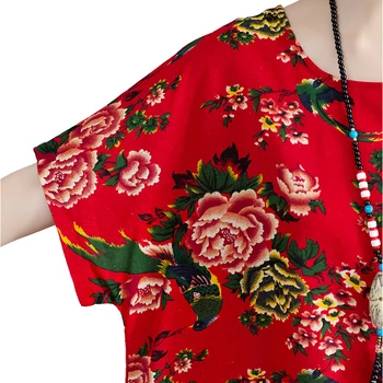 Oladivi Plius Dydis Moterų Printed Dress 2020 M. Vasarą Naujosios Ponios Atsitiktinis Palaidų Midi Medvilnės Skalbiniai, Negabaritinių Suknelės, Tunikų Vestidios