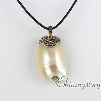 Ovalo formos motina perlų karolius, vaivorykštė abalone kaklo papuošalai sea shell kaklo balta austrė lukštais vaivorykštė ausinukės