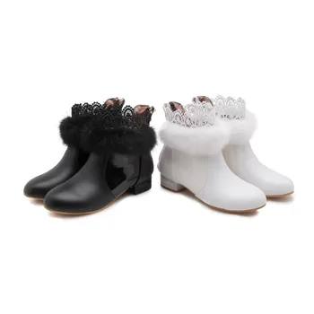 PQECFS Didelis dydis 31-43 aukštos kokybės 2019 m. pavasarį ir rudenį moterys kietas saldus nėriniai batai 2 spalvos