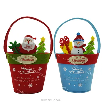 Pakuotės 6pcs Kalėdų Jautė Krepšį Saldainių Turėtojas Raudona Mėlyna gaminti moteriško tualeto reikmenis Kalėdų Dovana Vaikams Dovanų Šalis