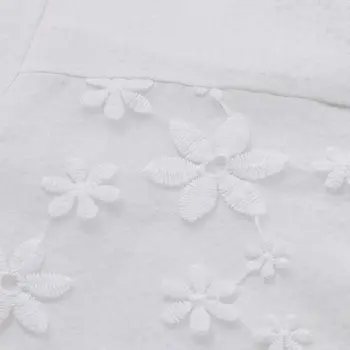 Pavasarį, Vasarą Moterys Balti Marškiniai Ilgomis Rankovėmis Marškinėliai Korėjos Nėrinių Gėlių Siuvinėjimas Palaidinukė Ponios Elegantiškas Streetwear Moterims Topai