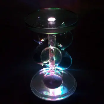 Pilka Round Crystal 4 LED Light Music Box Bazė Crystal Lauke Bazės Dovanų Dėžutėje Dekoro Automatiškai besisukantis muzikos bazę su LED