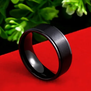 Plieno kareivis Vestuvinis Žiedas 8mm sklandžiai juodas klasikinis paprastas žiedas skirta moterims ir vyrams iš nerūdijančio plieno papuošalai Jubiliejų dovana