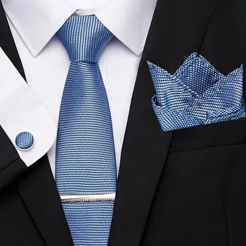 Prabanga Juostele Soild Necktie Šilko kaklaraištis liesas 7.5 cm prisegamas Nosinė Cuffink Necktie Nustatyti Oficialų Suknelė Aksesuarai Vyrams kaklaraištį