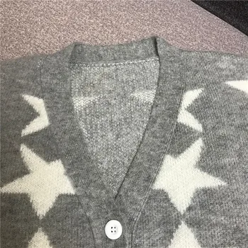 Prabangos Dizaineris Prekės Megzti Megztinis Moterims Vintage V Kaklo Dryžuotas Star Moheros Megzti susagstomi megztiniai Megztinis