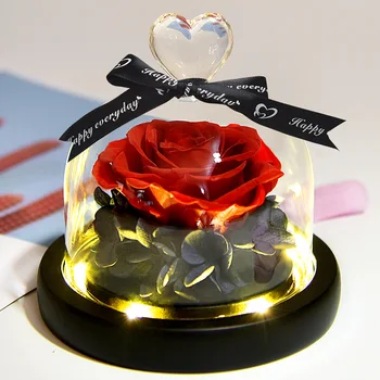 ROSE VIETOS Nekilnojamojo Rose Valentino Dienos Dovana Grožio ir Žvėrys Išsaugoti Išskirtinį Stiklo Rose Dome Light Nesenstantis Motinos Diena Dovana