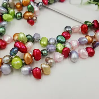 Rankomis rišti baroko perlas spalvotų 5-7mm 3strand shell gėlių užsegimas mados karoliai