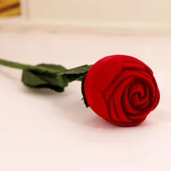 Raudonos Rožės Žiedas Lange Meilė Širdies Aksomo Papuošalų Dėžutės Dalyvavimas Santuokos Kūrybos Dovana Atveju Mados Valentino Dieną Žiedas Organizatorius