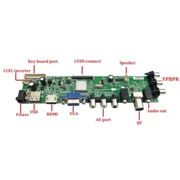 Rinkinys B156XW04 V5/B156XW04 V0 WLED TV LVDS USB, AV Signalų skaitmeninio valdiklio plokštės 1366X768 40pin VGA LED HDMI, nuotolinio DVB-T2