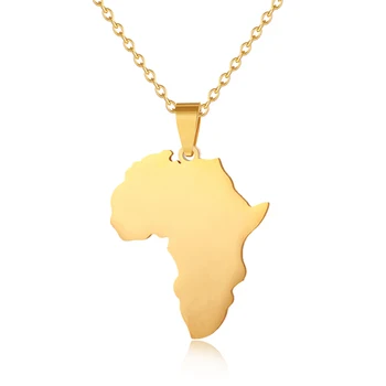 SONYA Nerūdijančio plieno Afrikos žemėlapis Dideli Karoliai Moterims/Vyrams Hip-Hop Aukso Spalvos Didesnių Karoliai Mylėtojas Dalyvavimas Papuošalai