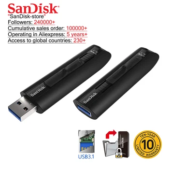 SanDisk USB Flash Diskas 128GB Solid State USB 3.1 Pen Drive 64GB Pendrive) Atminties USB Saugojimo Įrenginį, U Disko Aukščiausiojo Greitis